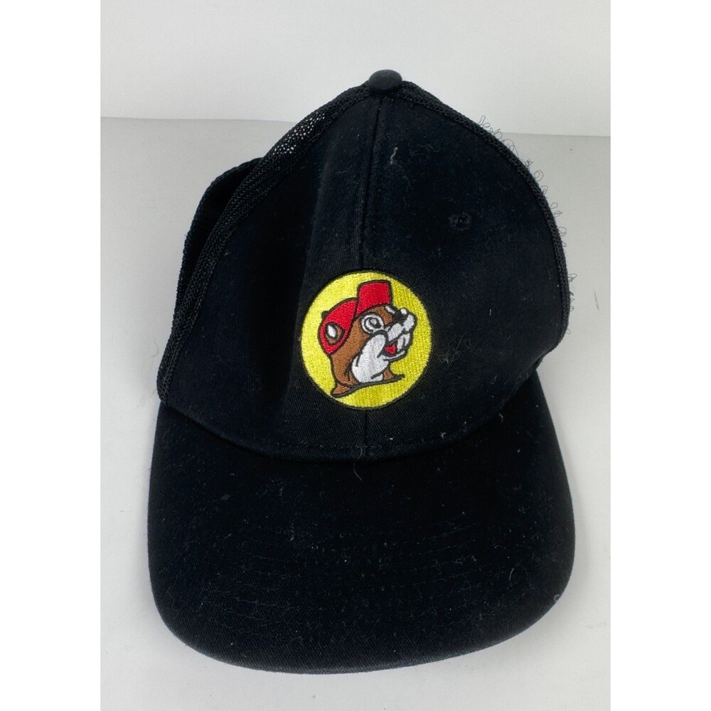 Buc-ee's with Bucky Beaver Logo Black Snapback Adujustable Trucker Mesh Cap